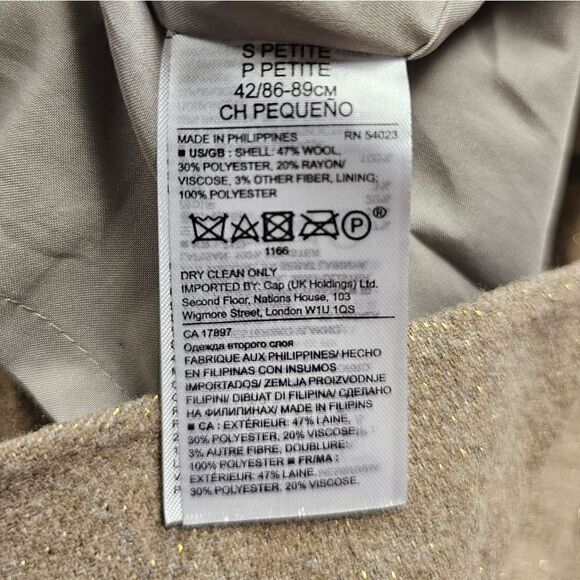 BANANA REPUBLIC Gold Metallic Short Sleeve Sheath Dress - Size Small Petite - Picture 9 of 9